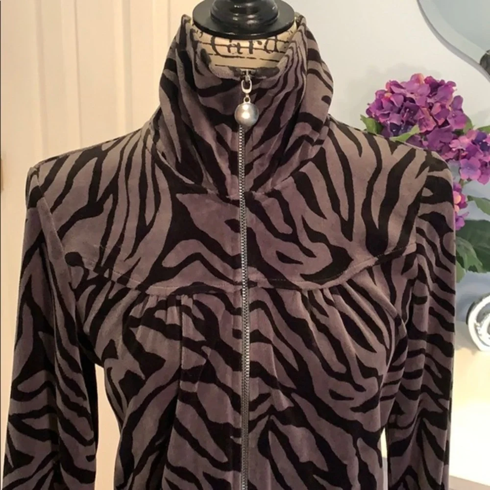 Style & Co Animal Print Velour Track Jacket - Picture 4 of 5